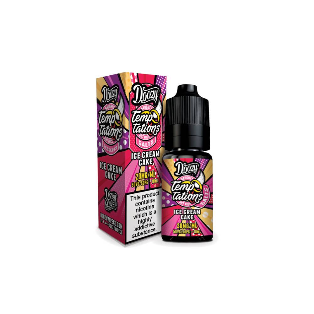Doozy Temptation Nic Salts e liquids 10ml Ice Cream Cake 20mg