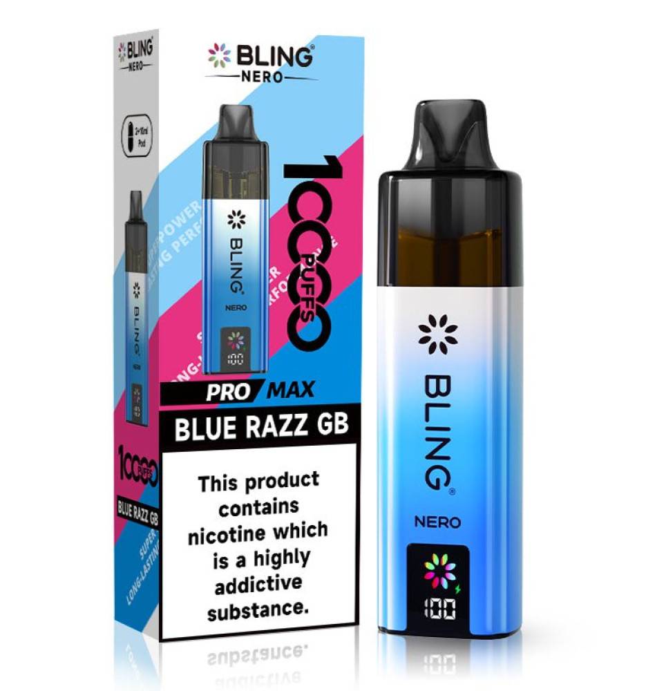 Crystal Bling Nero 10k Prefilled Pod Kit Blue Razz GB