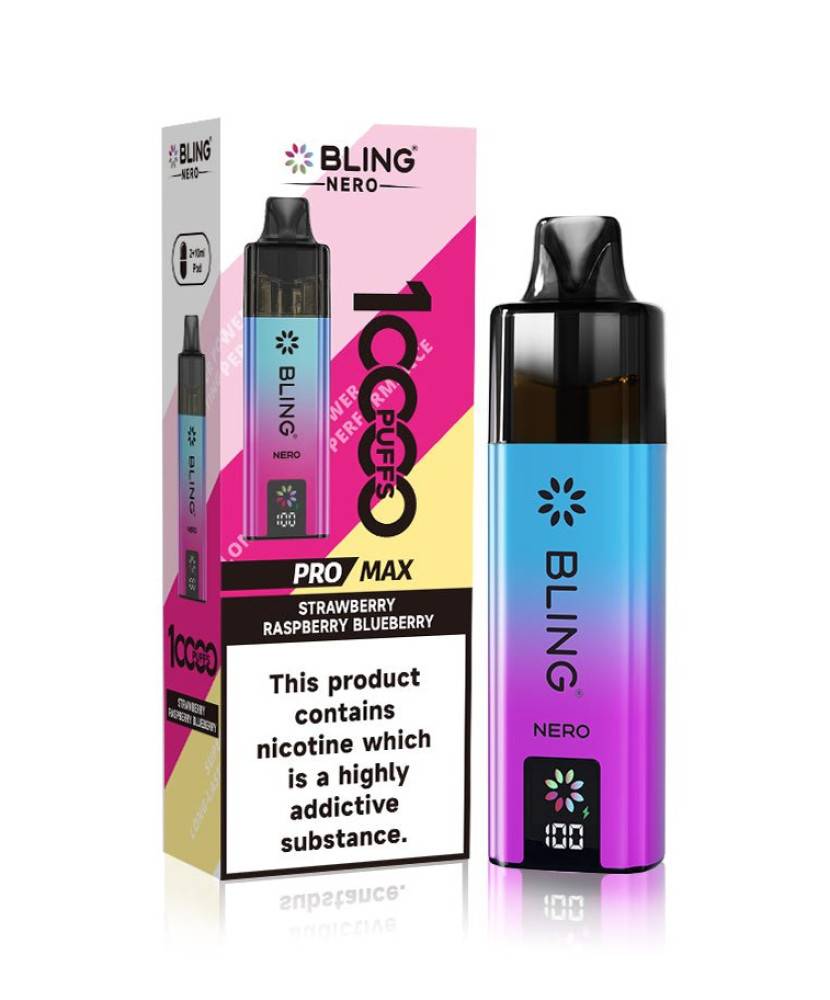Crystal Bling Nero 10k Prefilled Pod Kit Strawberry Raspberry Blueberry
