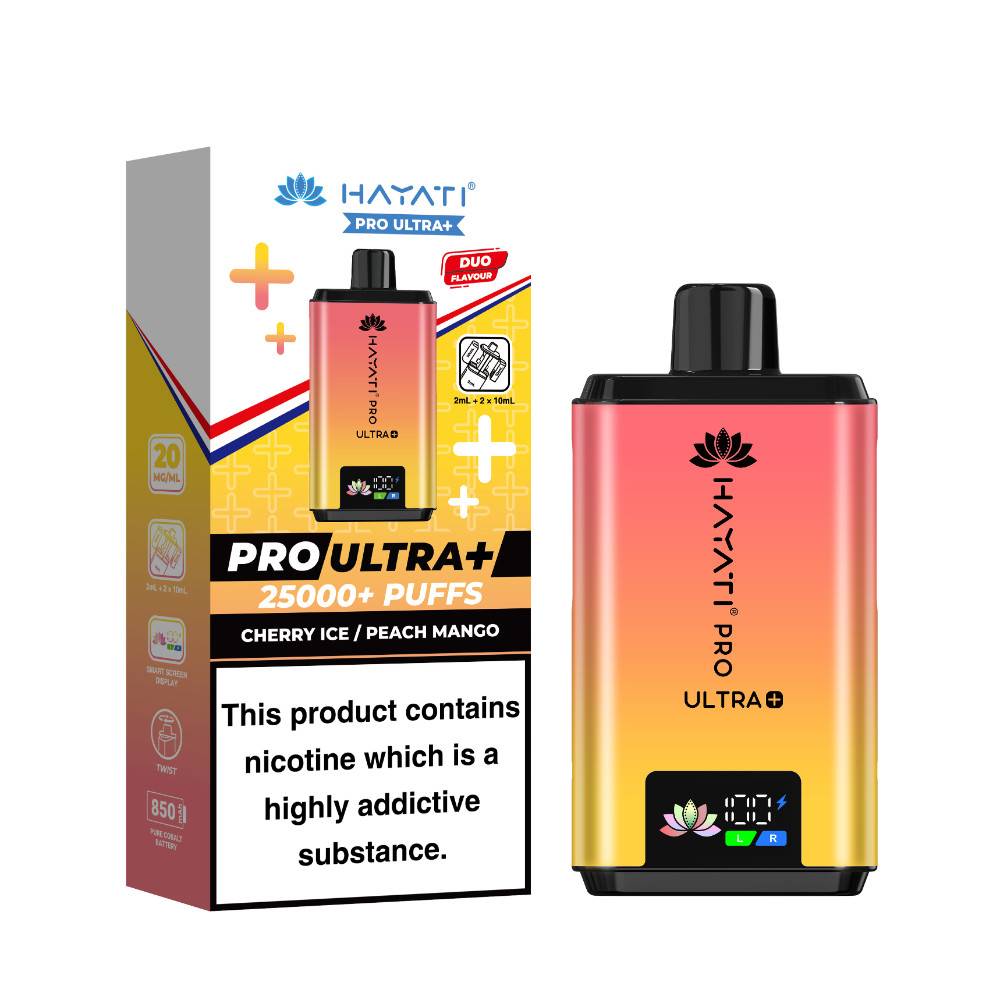 Hayati Pro Ultra Plus 25k Prefilled Vape Kit Cherry Ice Peach Mango