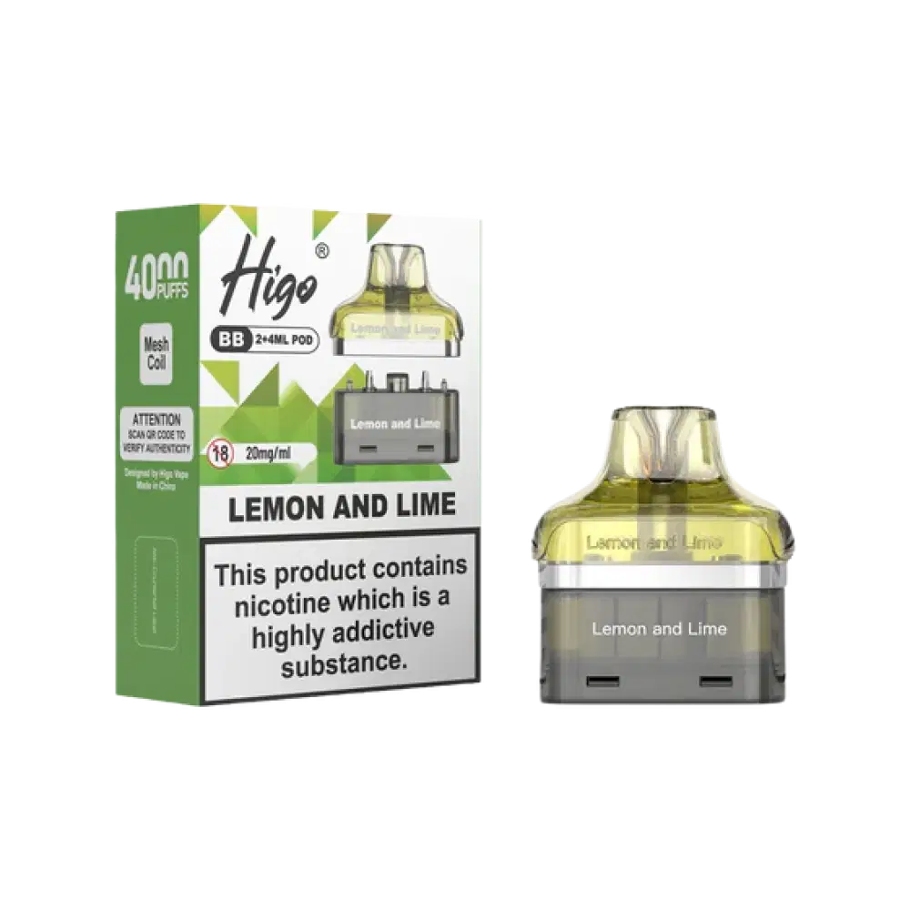 Higo BB 4000 Prefilled Refill Pods Lemon Lime