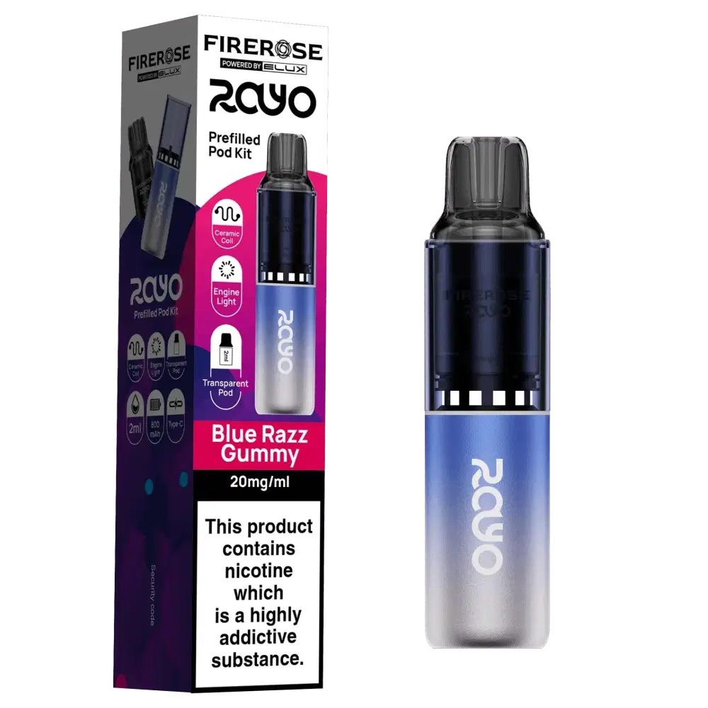 Elux Firerose Rayo 600 | Box of 10 Blue Razz Gummy