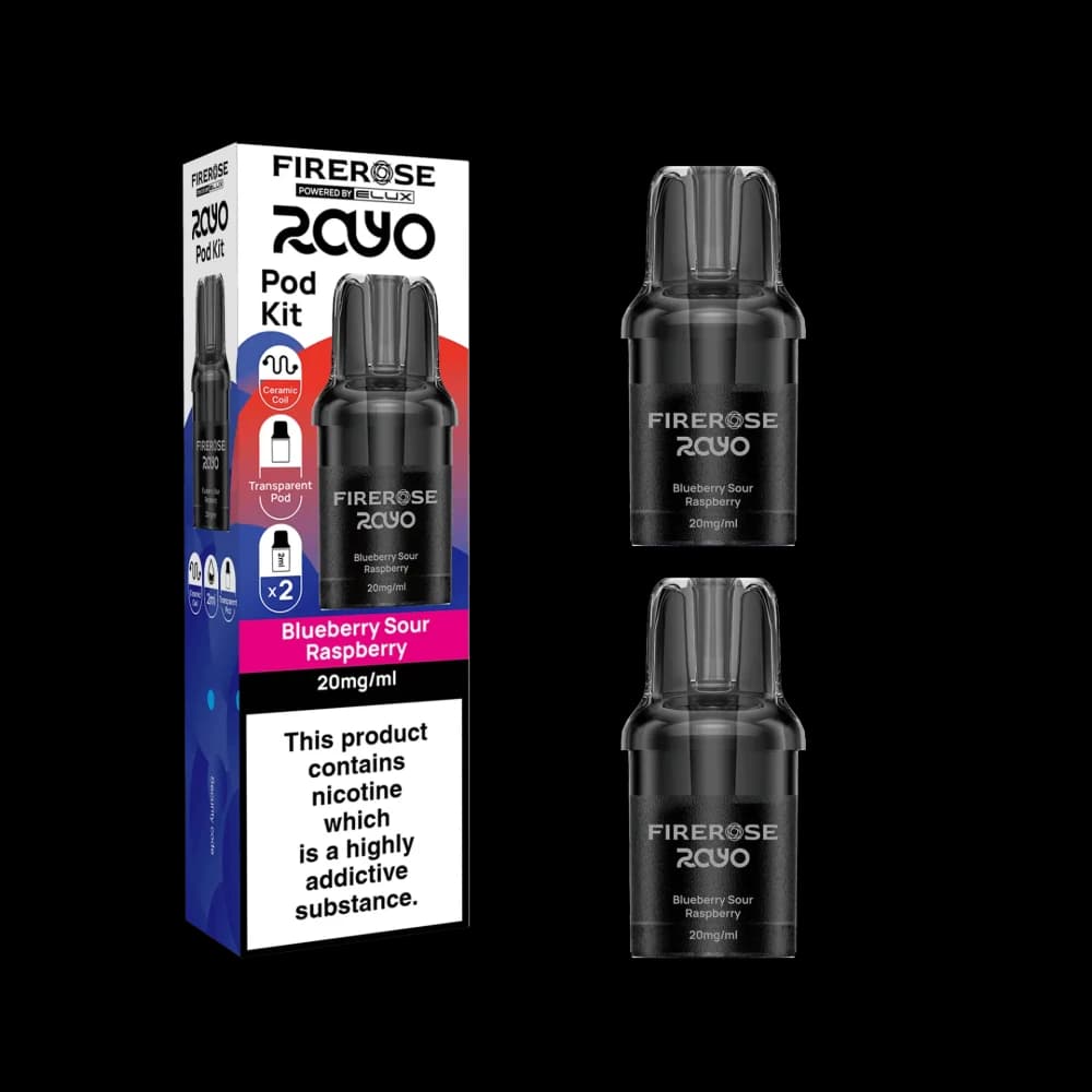  Blue Sour Raspberry Elux Firerose Rayo 600 Refill Pods | Box of 10
