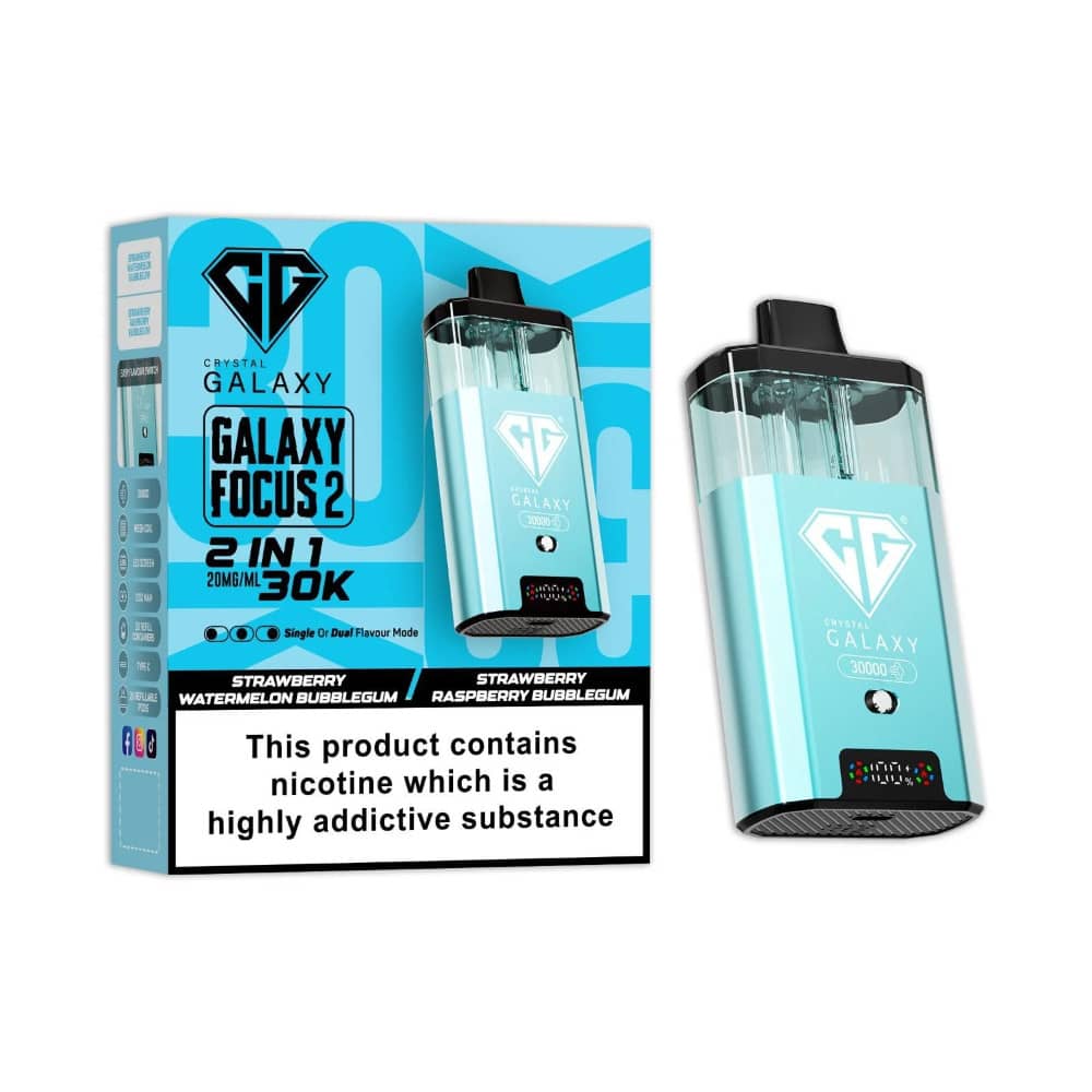 Crystal Galaxy 30k Focus 2 Prefilled Vape Kit Strawberry Watermelon Bubblegum/Strawberry Raspberry Bubblegum