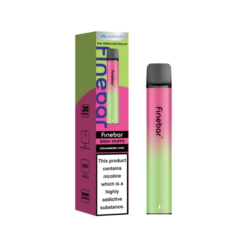 Strawberry Kiwi Hayati Finebar 1000 Prefilled Vape Kit