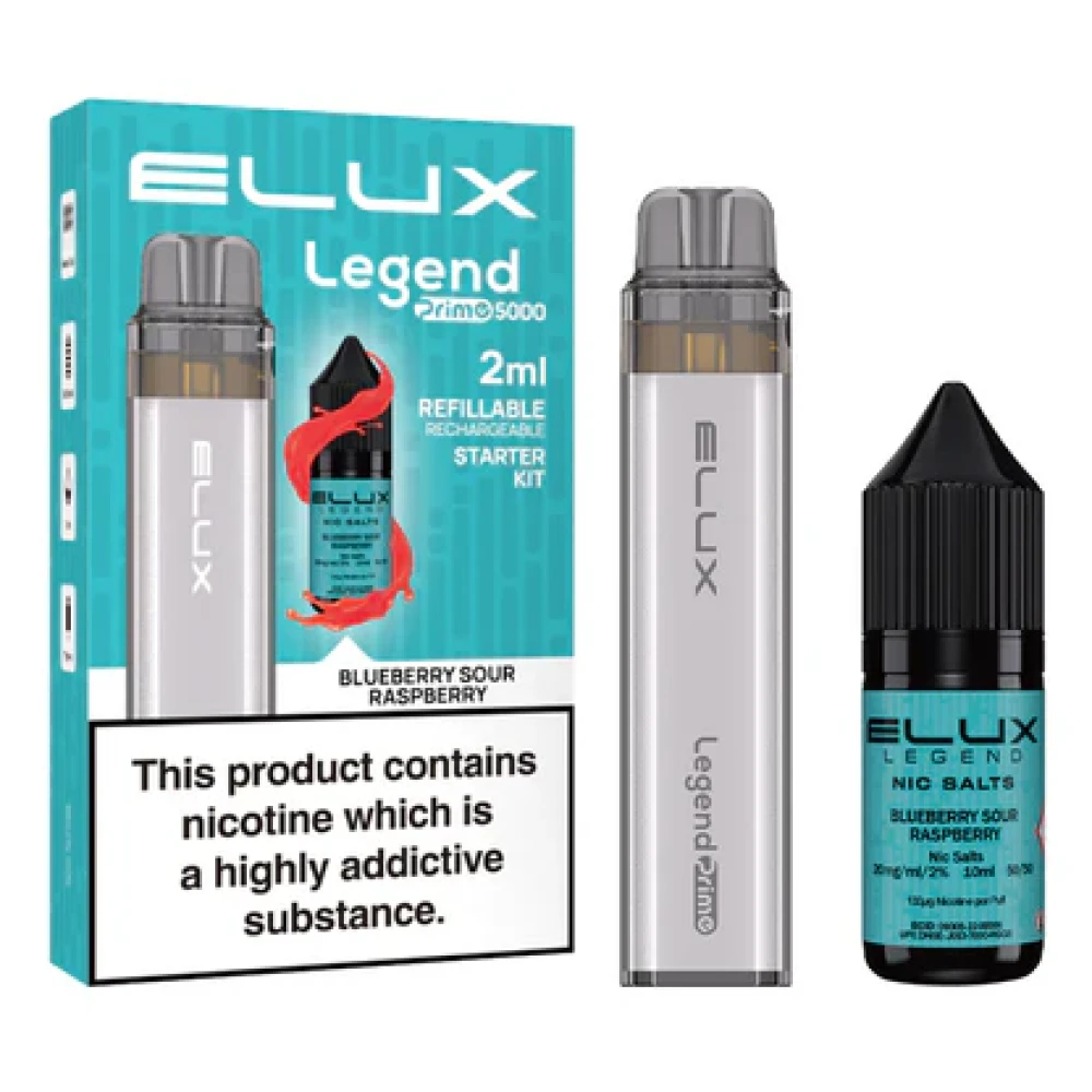 Blue Sour Raspberry Elux Legend Prime 5000 Vape Kit | 5 Pack