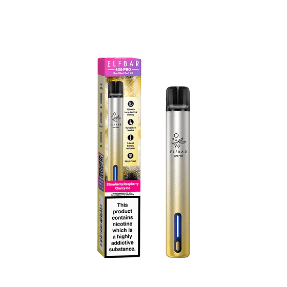 Elf Bar 600 Pro Vape Pod Kit | 10Pack Strawberry Raspberry Cherry Ice