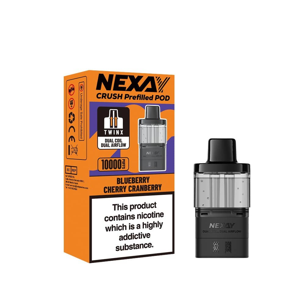 Nexay Crush 10k Refill Pods Box of 5 Blueberry Cherry Cranberry