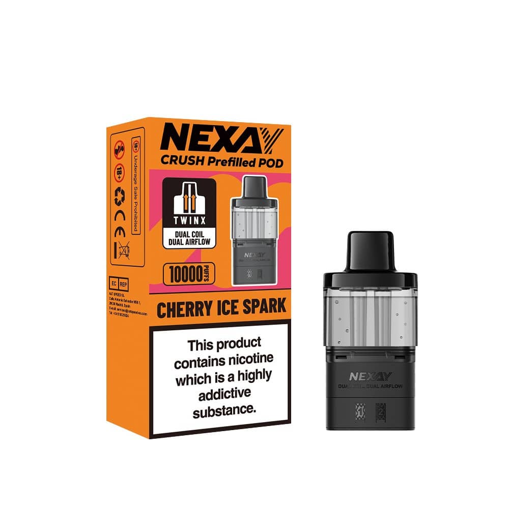 Nexay Crush 10k Refill Pods Box of 5 Cherry Ice Spark