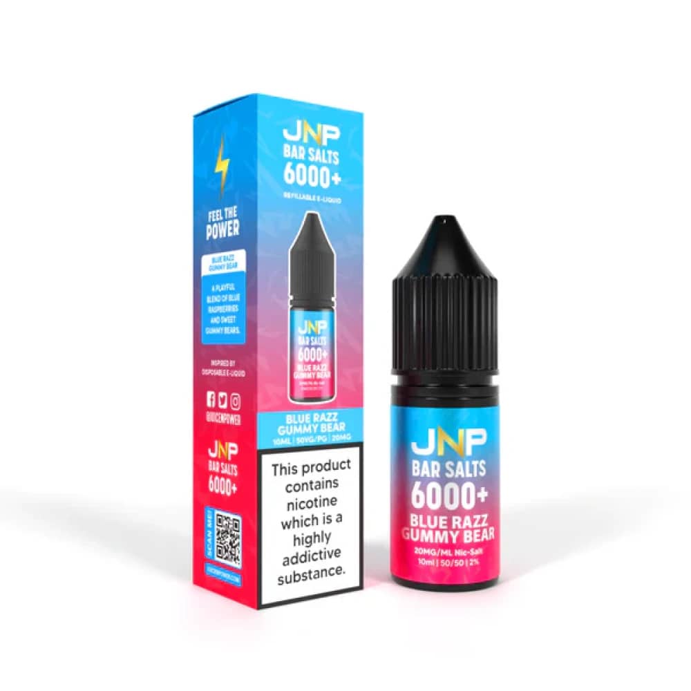 JNP Bar Nic Salts 6000 Box of 10 Blue Razz Gummy Bear 20mg
