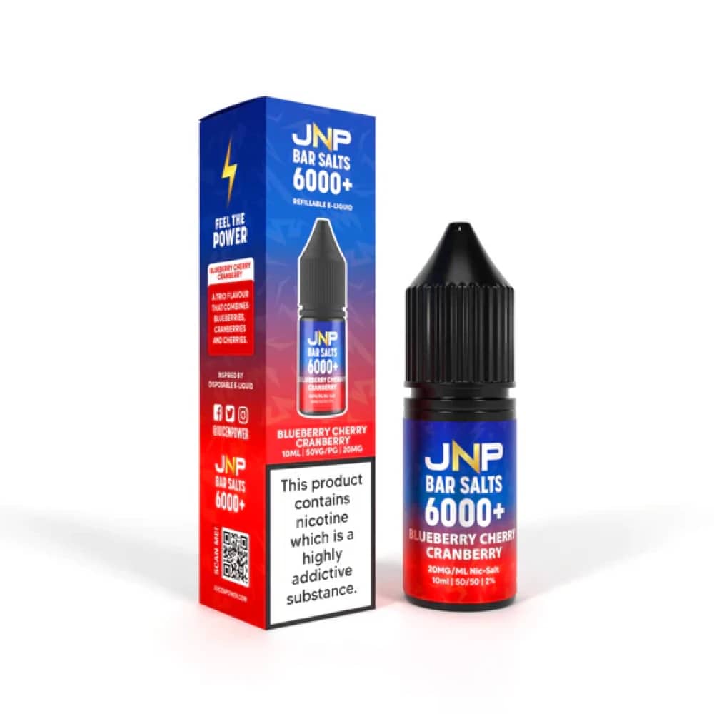 JNP Bar Nic Salts 6000 Box of 10 Blueberry Cherry Cranberry 20mg