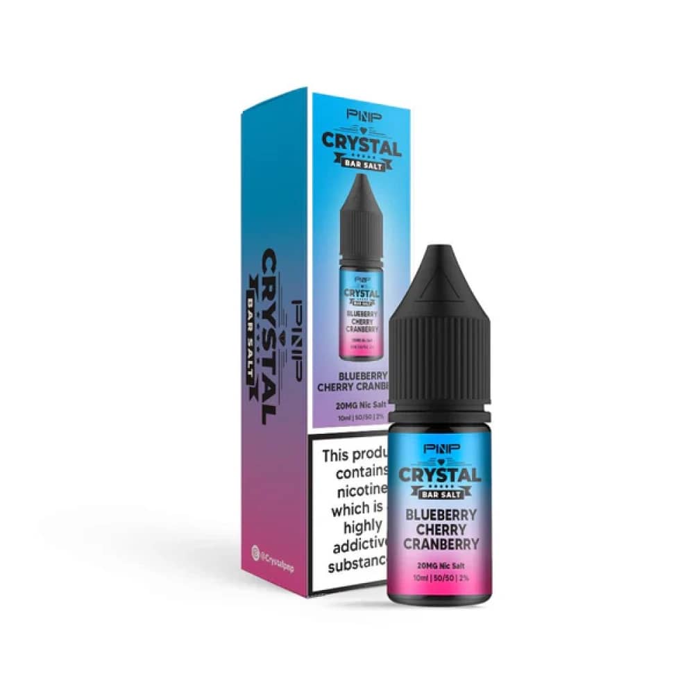 PNP Crystal Nic Salts 10ml Box of 10 Blueberry Cherry Cranberry 10mg