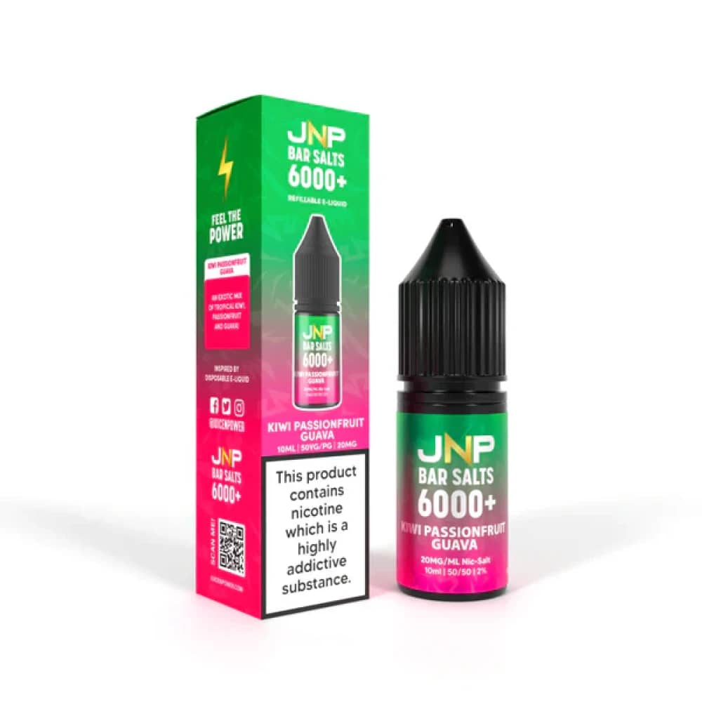 JNP Bar Nic Salts 6000 Box of 10 Kiwi Passion Fruit Guava 20mg