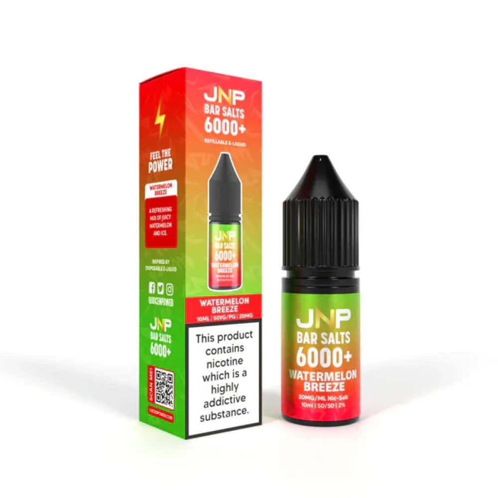 JNP Bar Nic Salts 6000 Box of 10 Watermelon Breeze 10mg