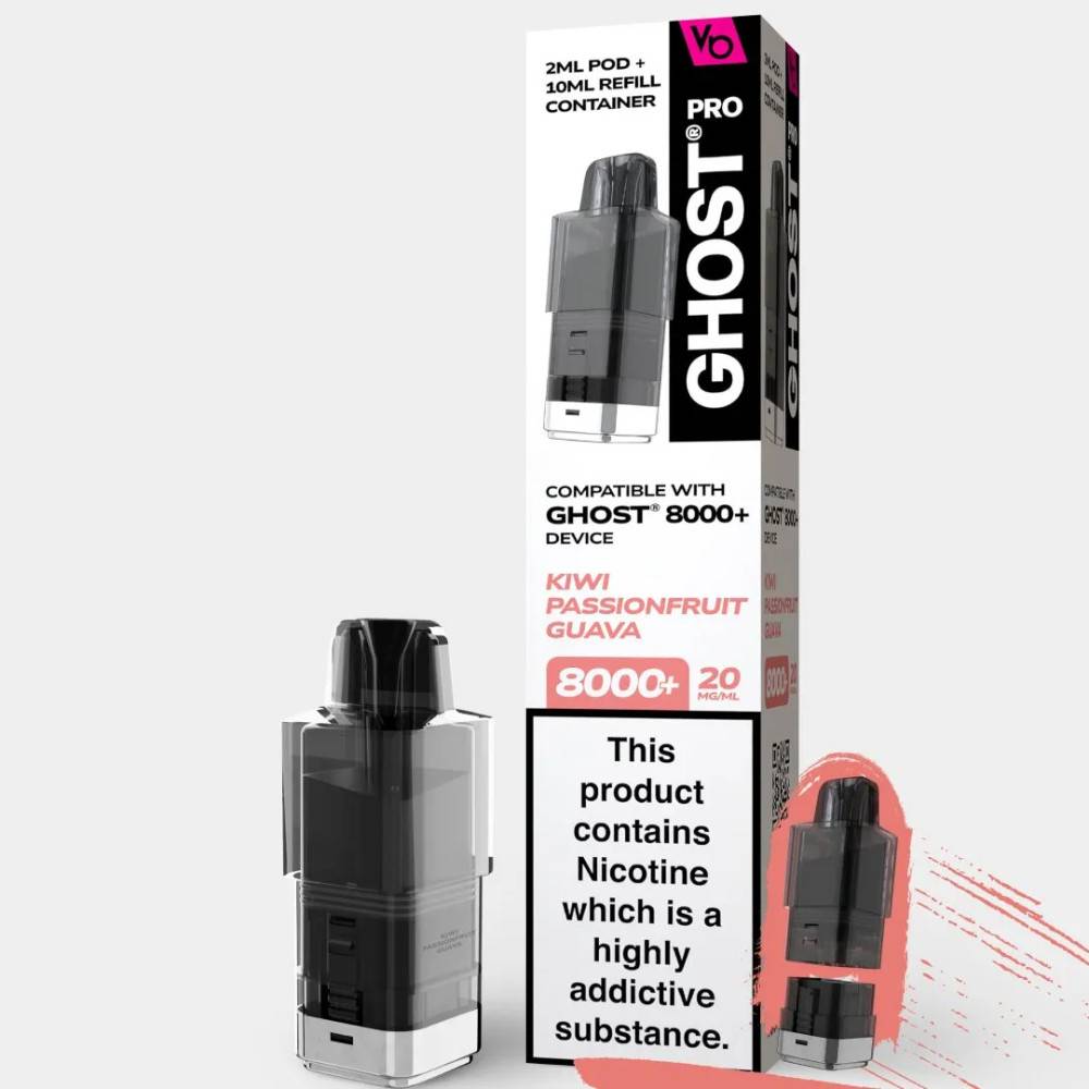 Vapes Bars Ghost Pro 8000 Pods Kiwi Passionfruit Guava