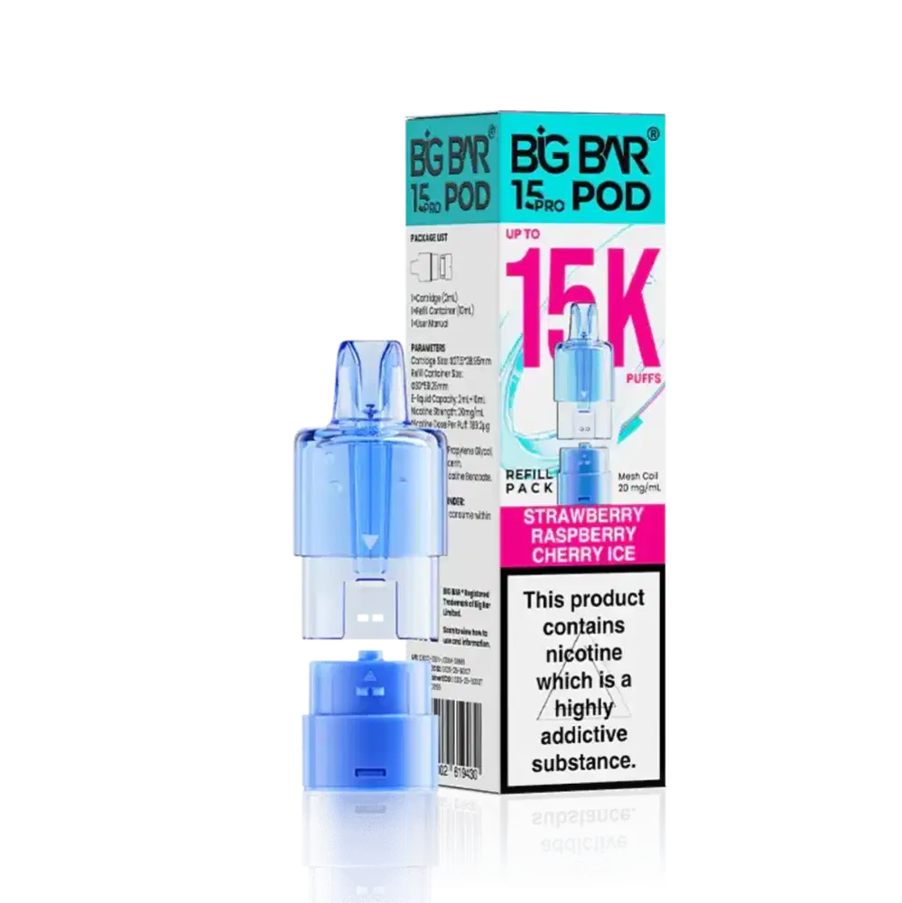 Big Bar Pro 15k Refill Pods Strawberry Raspberry Cherry Ice
