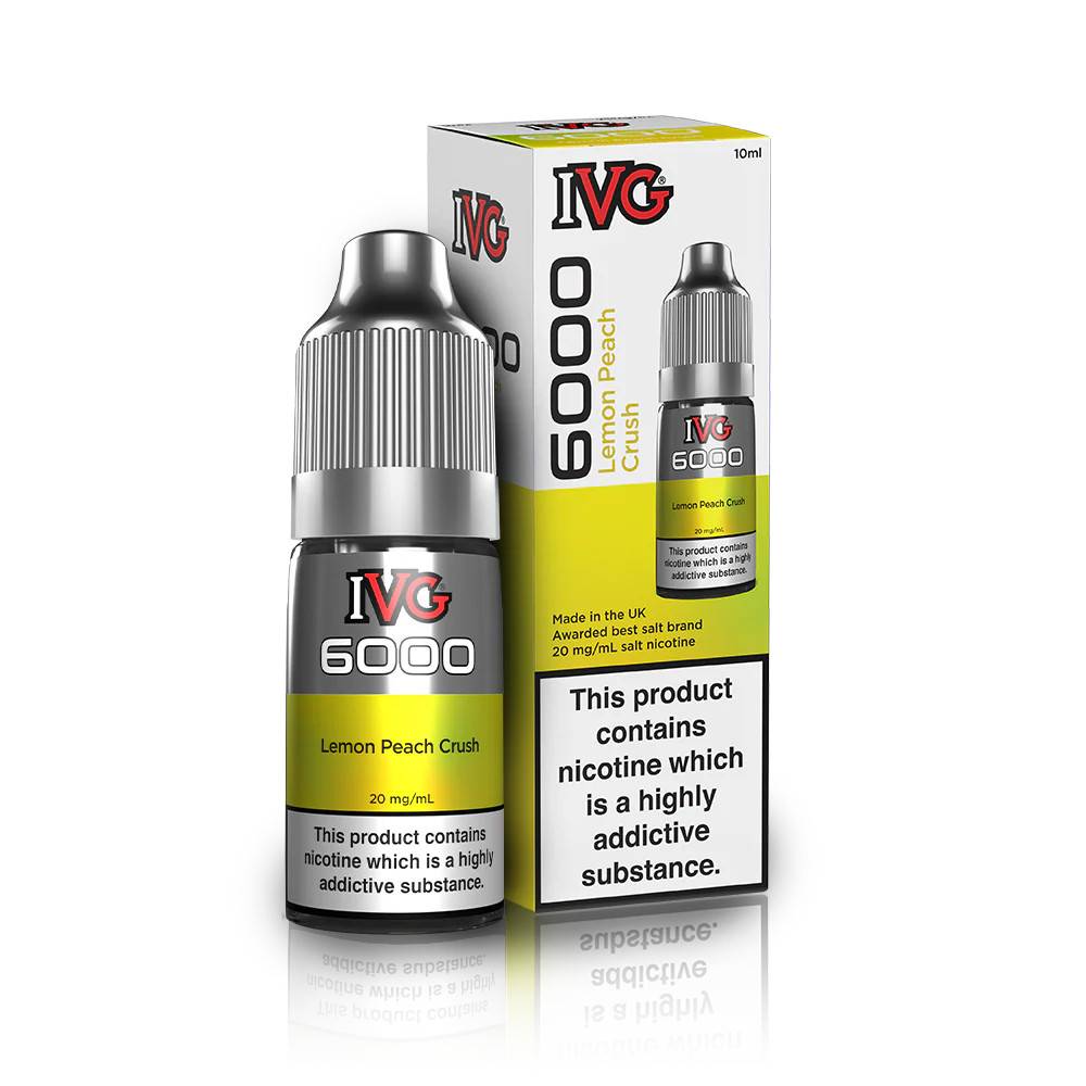 IVG 6000 Nic Salts e liquids 10ml Lemon Peach Crush 10mg