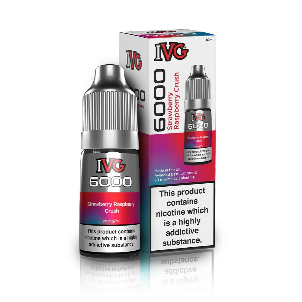 IVG 6000 Nic Salts e liquids 10ml Strawberry Raspberry Crush 20mg