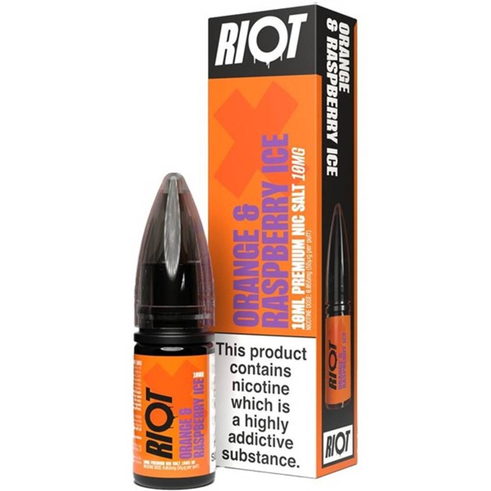 Riot X Nic Salts e liquids 10ml Orange & Raspberry Ice 10mg
