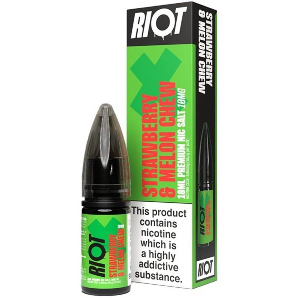 Riot X Nic Salts e liquids 10ml Strawberry Melon Chew 10mg