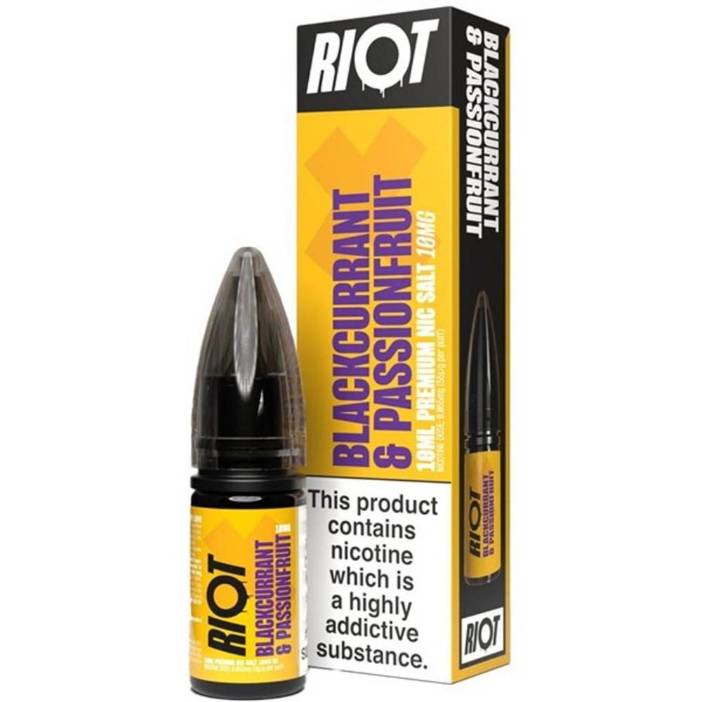Riot X Nic Salts e liquids 10ml Blackcurrant Passion Fruit 10mg