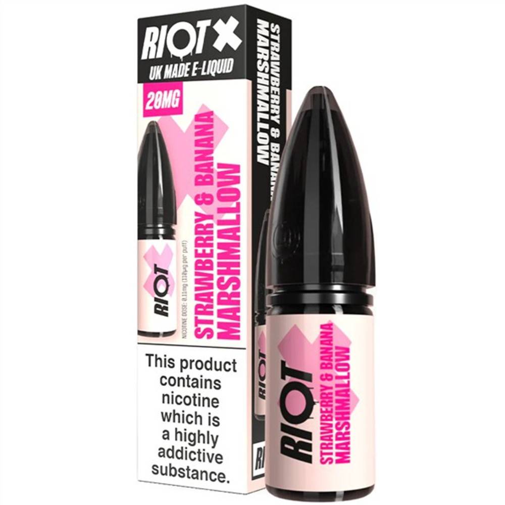 Riot X Nic Salts e liquids 10ml Strawberry Banana Marshmellow 10mg