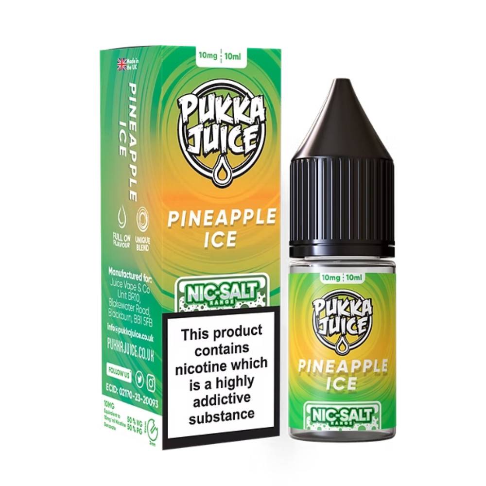 Pukka Juice Nic Salts e liquids 10ml Pineapple Ice 20mg