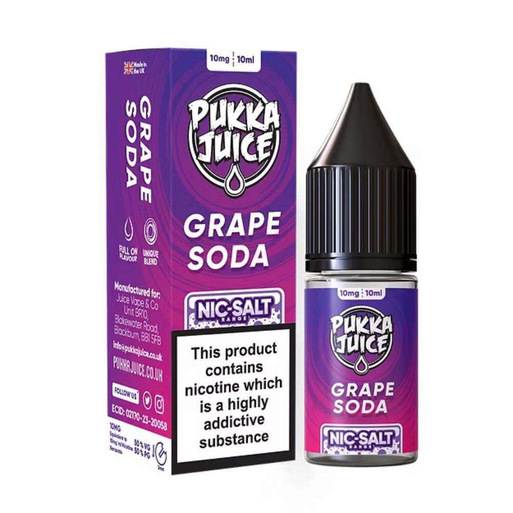 Pukka Juice Nic Salts e liquids 10ml Grape Soda 20mg