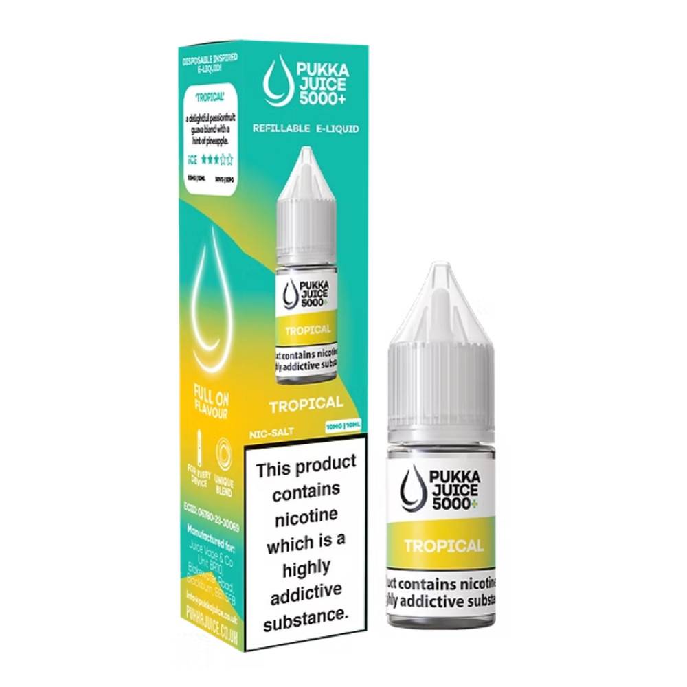Pukka Juice 5000+ Nic Salts e liquids 10ml Tropical 10mg