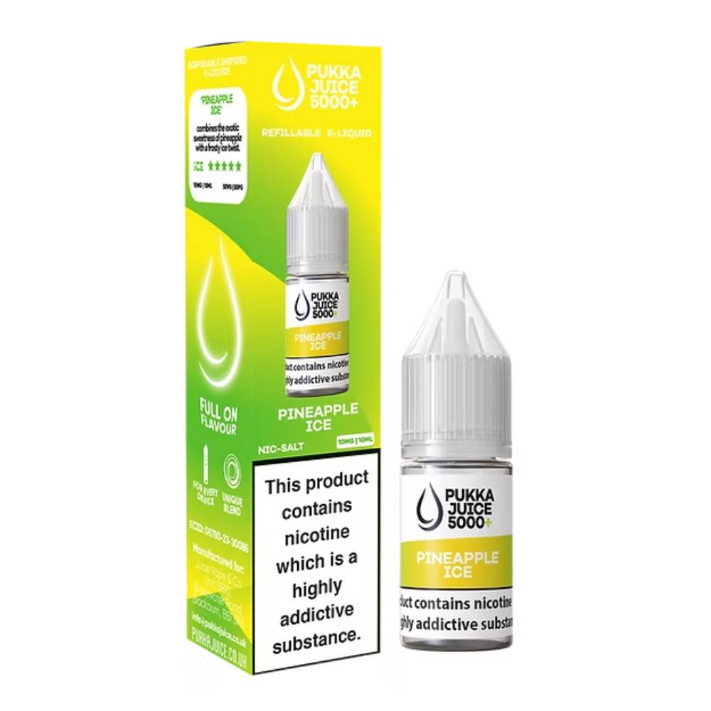 Pukka Juice 5000+ Nic Salts e liquids 10ml Pineapple Ice 20mg