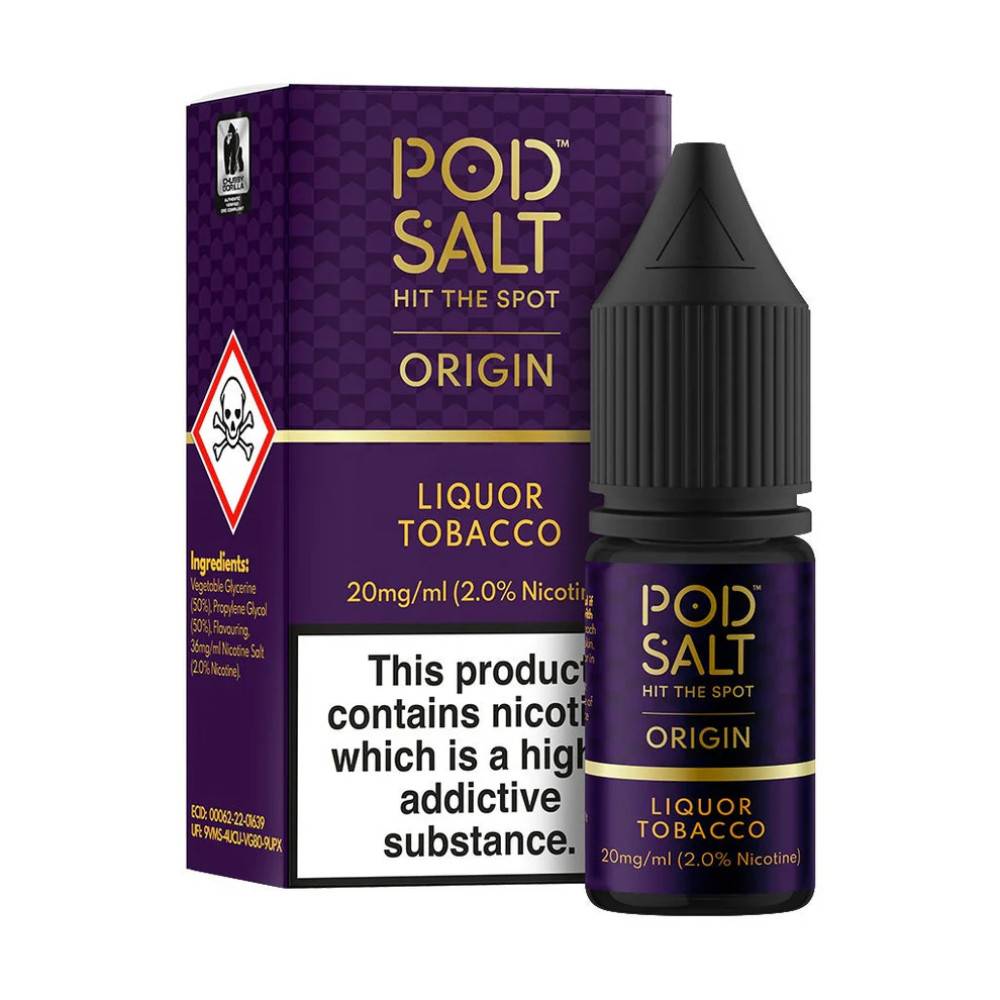 Pod Salt Origin Nic Salts e liquids 10ml Liquor Tobacco 20mg