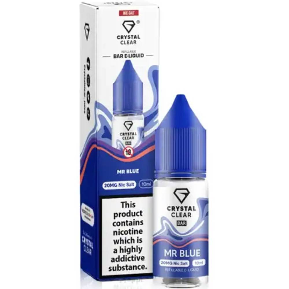 Crystal Clear Nic Salts e liquids 10ml Mr Blue 10mg