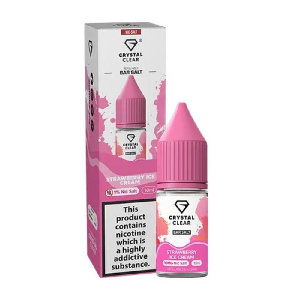 Crystal Clear Nic Salts e liquids 10ml Strawberry Ice Cream 20mg