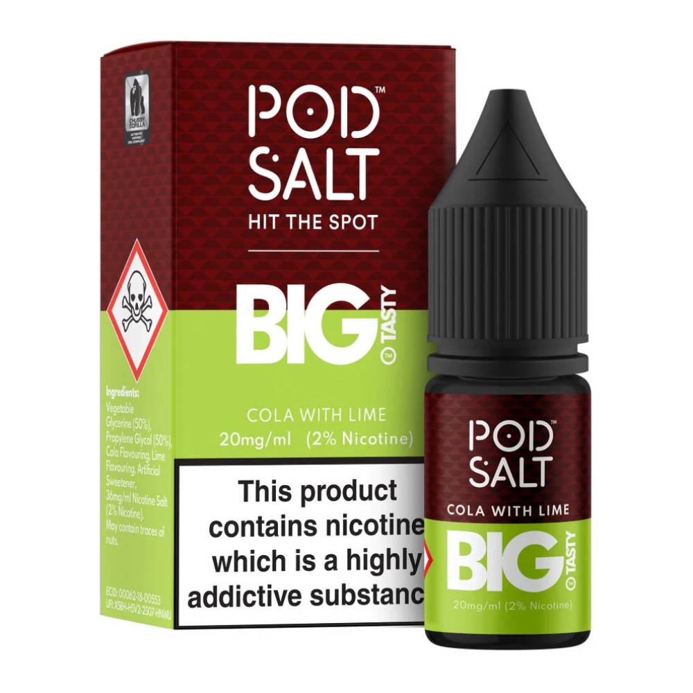 Pod Salt Fusions Nic Salts e liquids 10ml Big Tasty - Cola Lime 11mg