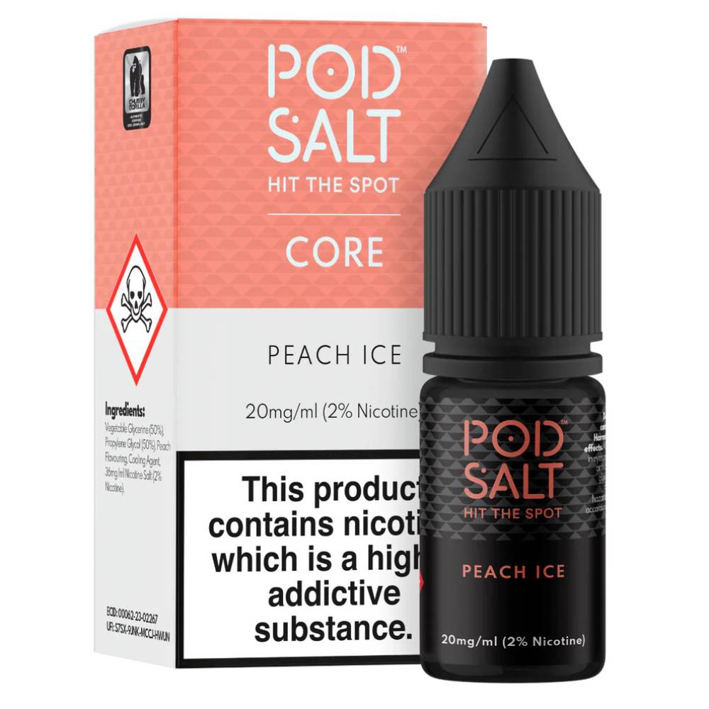 Pod Salt Core Nic Salts e liquids 10ml Peach Ice 11mg