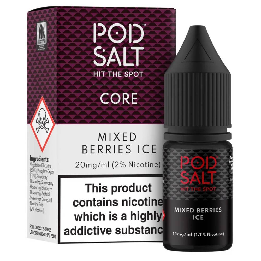 Pod Salt Core Nic Salts e liquids 10ml Mixed Berries Ice 11mg