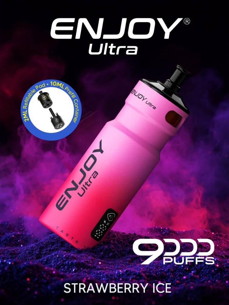 Enjoy Ultra 9000 Vape | Rechargeable Kit Strawberry Ice